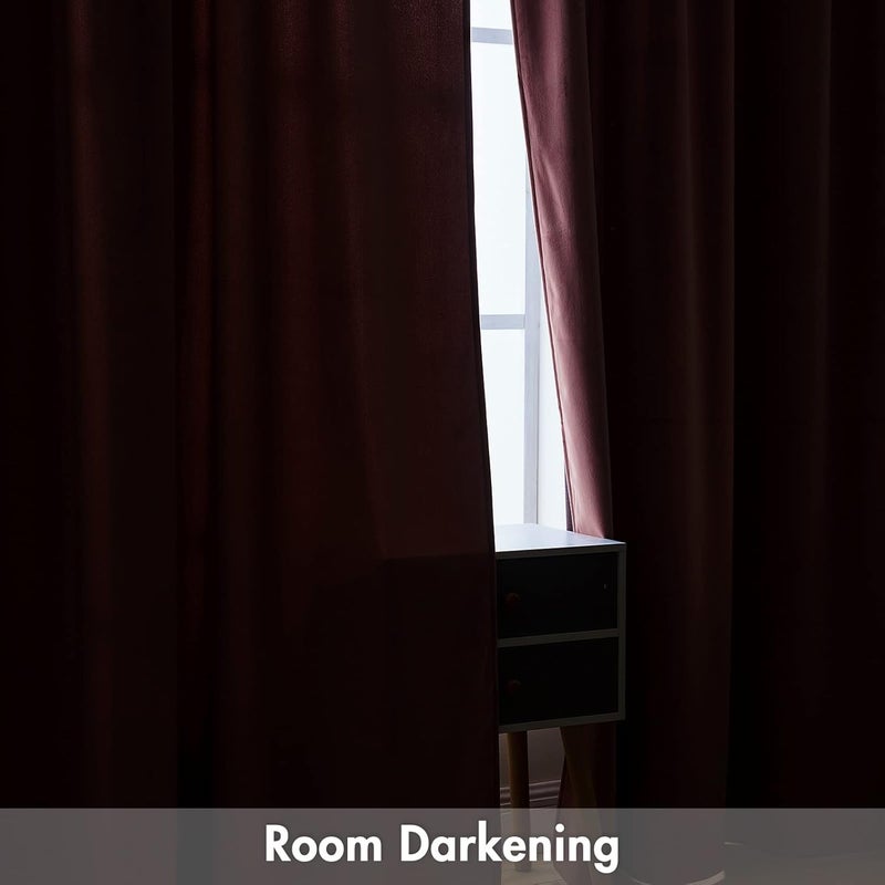 MIULEE Dusty Rose Pink Velvet Curtains Thermal Insulated Blackout Curtain Drapes for Bedroom Living Room Darkening 96 Inches Long Curtains Panels Rod Pocket Set of 2 - Image 4
